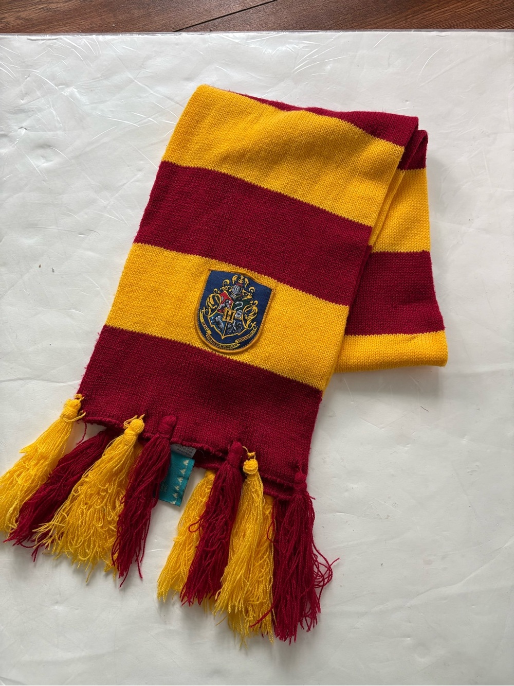 Harry Potter Kids Gryffindor-Style Maroon and Yellow Knit Scarf 46 by 8